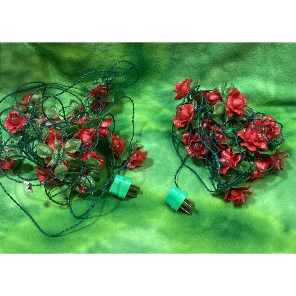 Vintage Trim-A-Teria 20 Italia Rosebud Roses Lite Christmas Lights 2 Strings